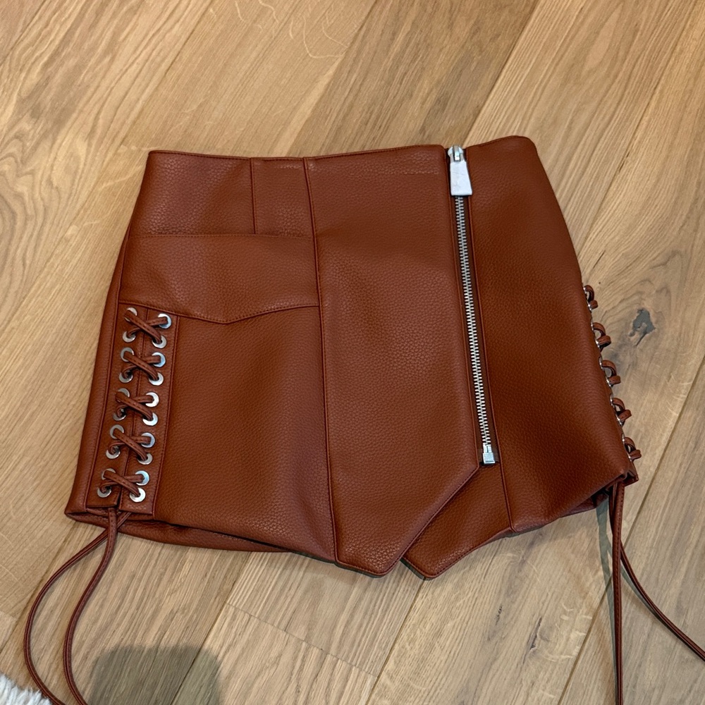 Simkhai Leather Lace up Skirt - new with tags